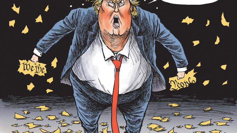 Kevin Siers cartoon: Donald Trump makes his case for the defense