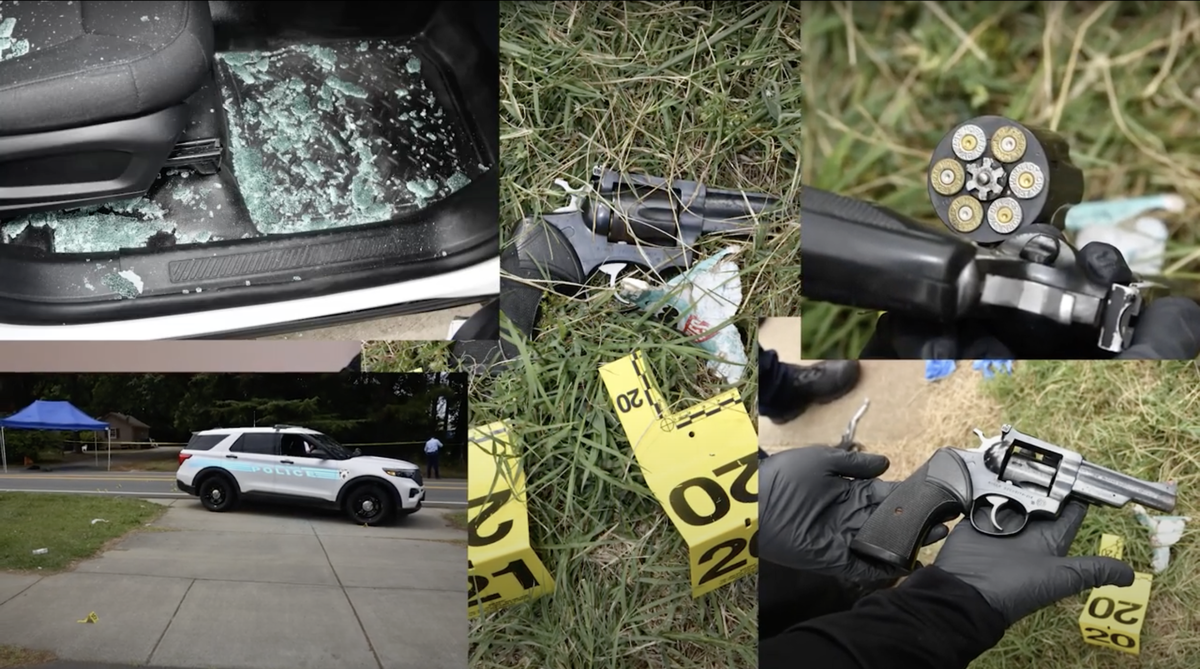 A screengrab from a Charlotte_Mecklenburg Police Department video of images from the scene.