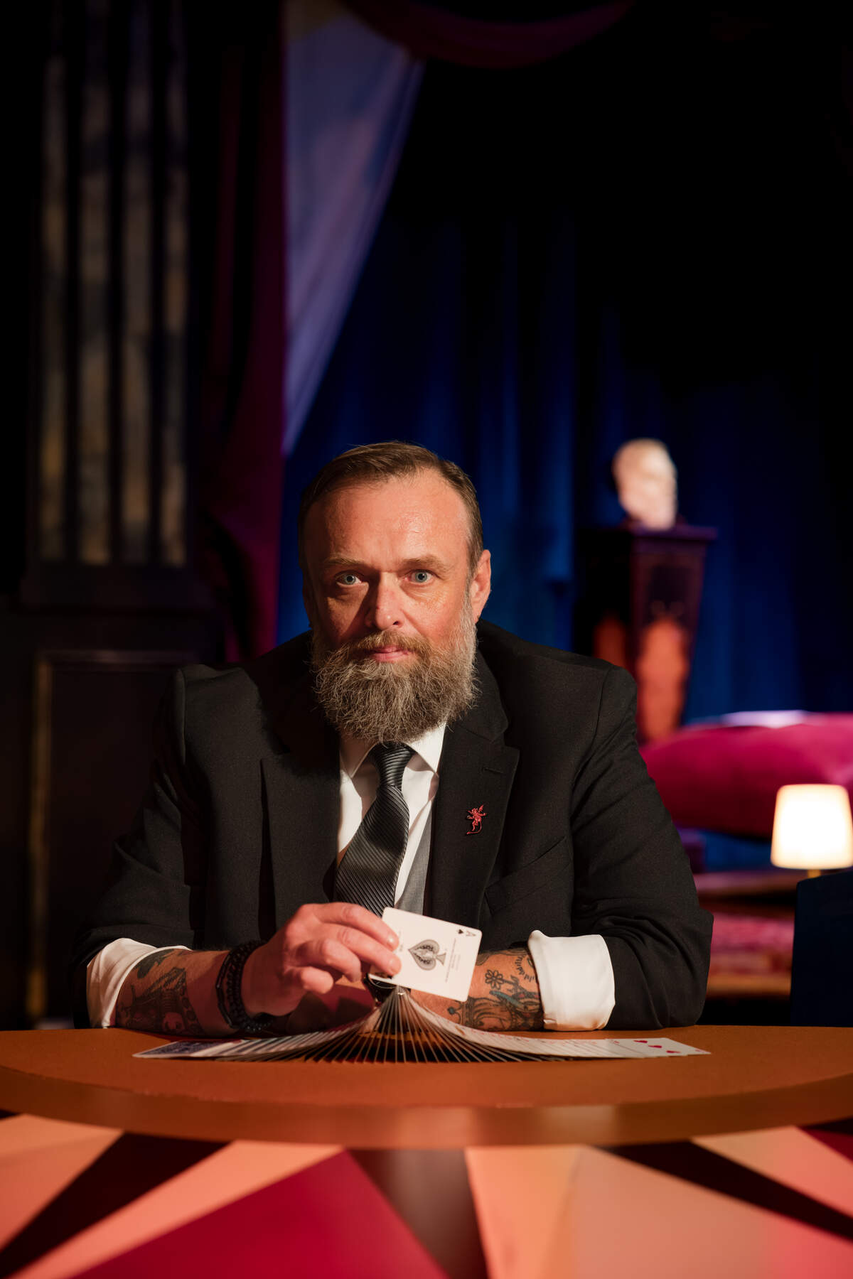 Doc Docherty is one of the magicians working at The Magicians Table. The close-up, immersive show at Blume Studios runs through Feb. 15, 2026.