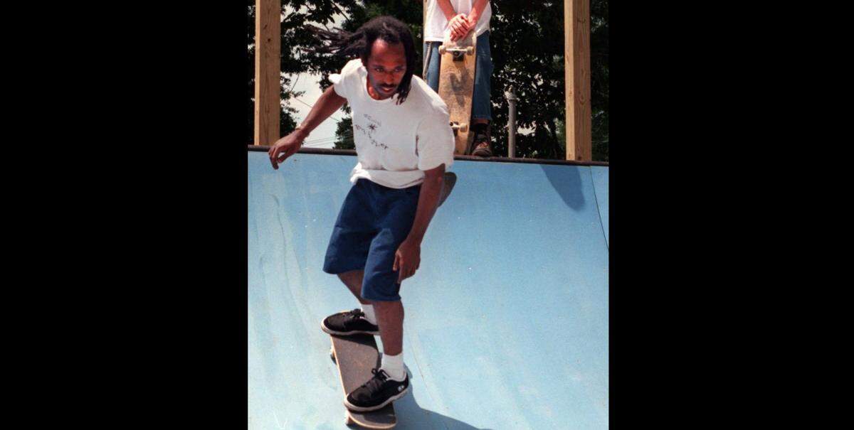 Ray Goff, shown in this Observer photo dated July 1996, skates a ramp at the new skatepark at Methodist Home on Shamrock Drive in east Charlotte.