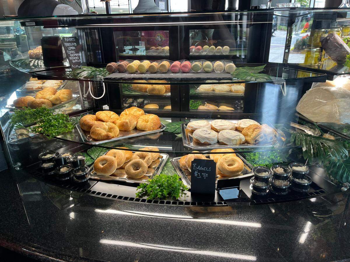 Macarons, cinnamon rolls, croissants and bagels are available at Gourmand Market.