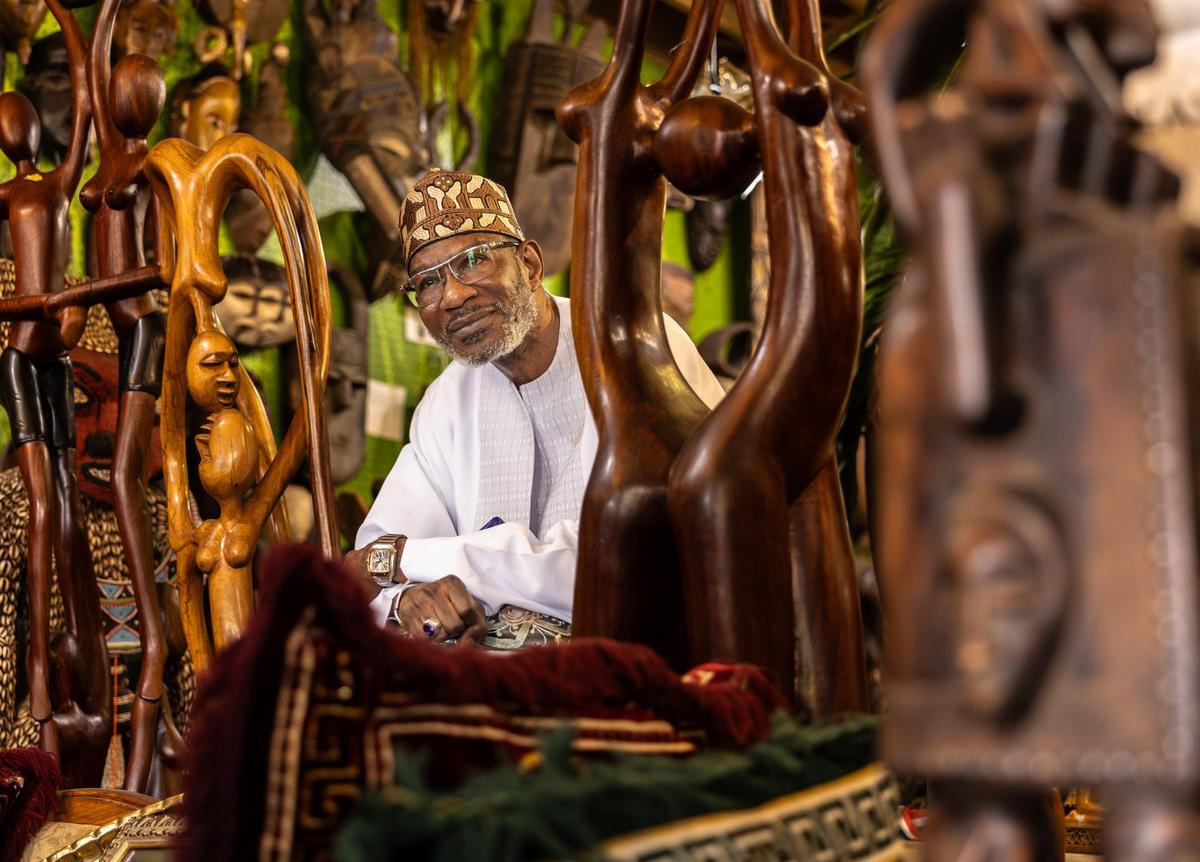 Pape S. Ndiaye poses for a portrait at House of Africa in Charlotte, N.C., on Wednesday, June 4, 2025.