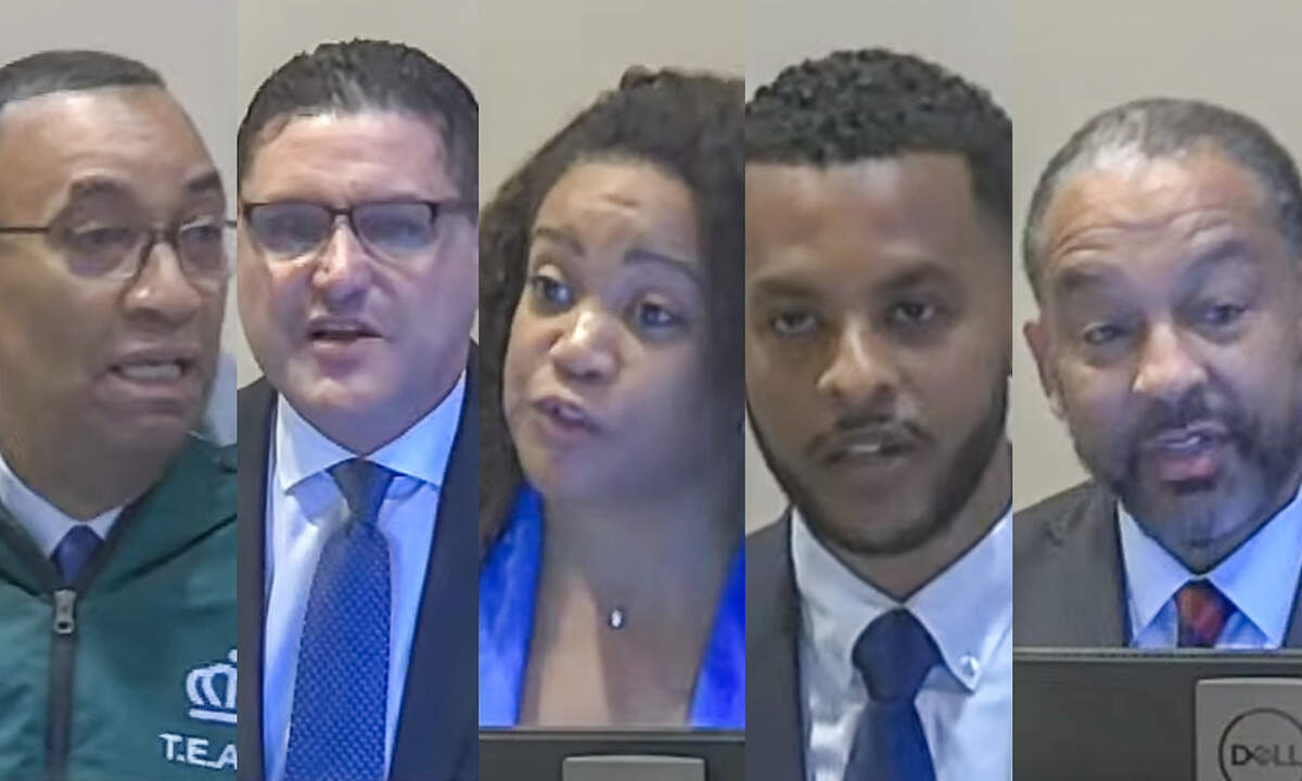 From left, James Mitchell, Harold Cogdell, Carrie Cook, Caleb Theodros and Robert Harrington are candidates for interim mayor.