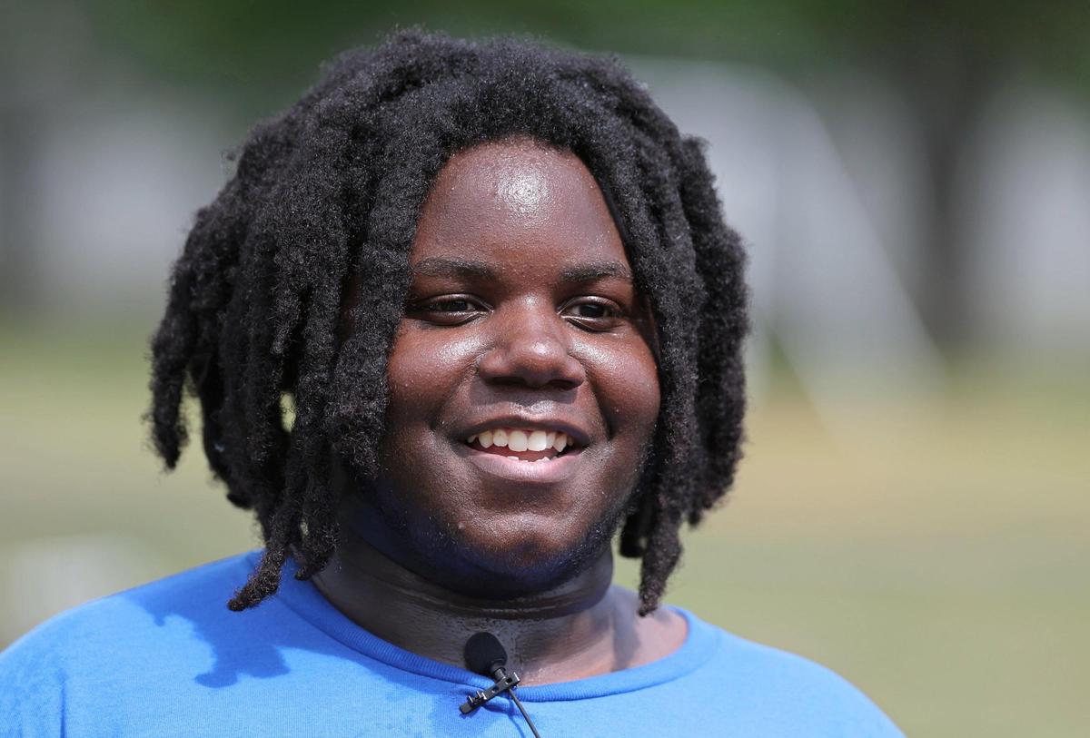 Garinger High football player Z’kuario Woods on Tuesday, April 29, 2025.