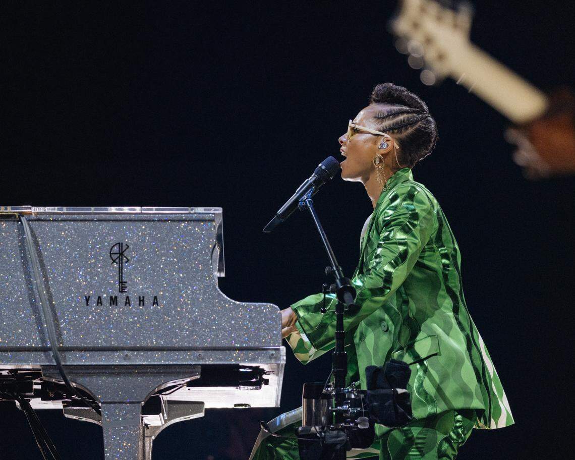 Alicia Keys performs at Spectrum Center in Charlotte on Sunday night.