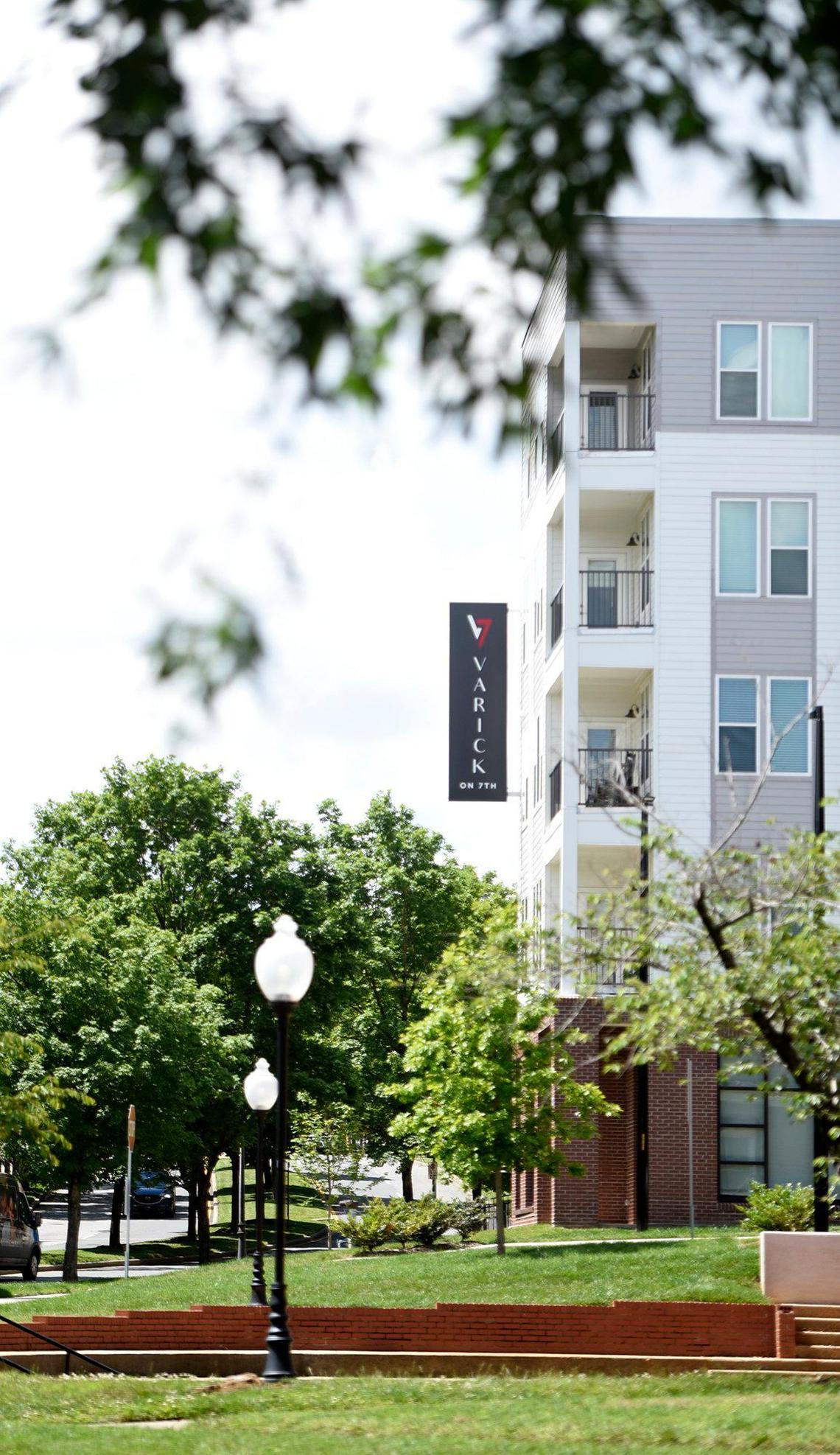 Tom Hanchett has written a new book on the city’s affordable housing issues. He was photographed in uptown Charlotte near the Varick on 7th apartments which promotes itself as having “spacious studio, one, two, or three bedroom apartment for a reasonable price in a great location.”