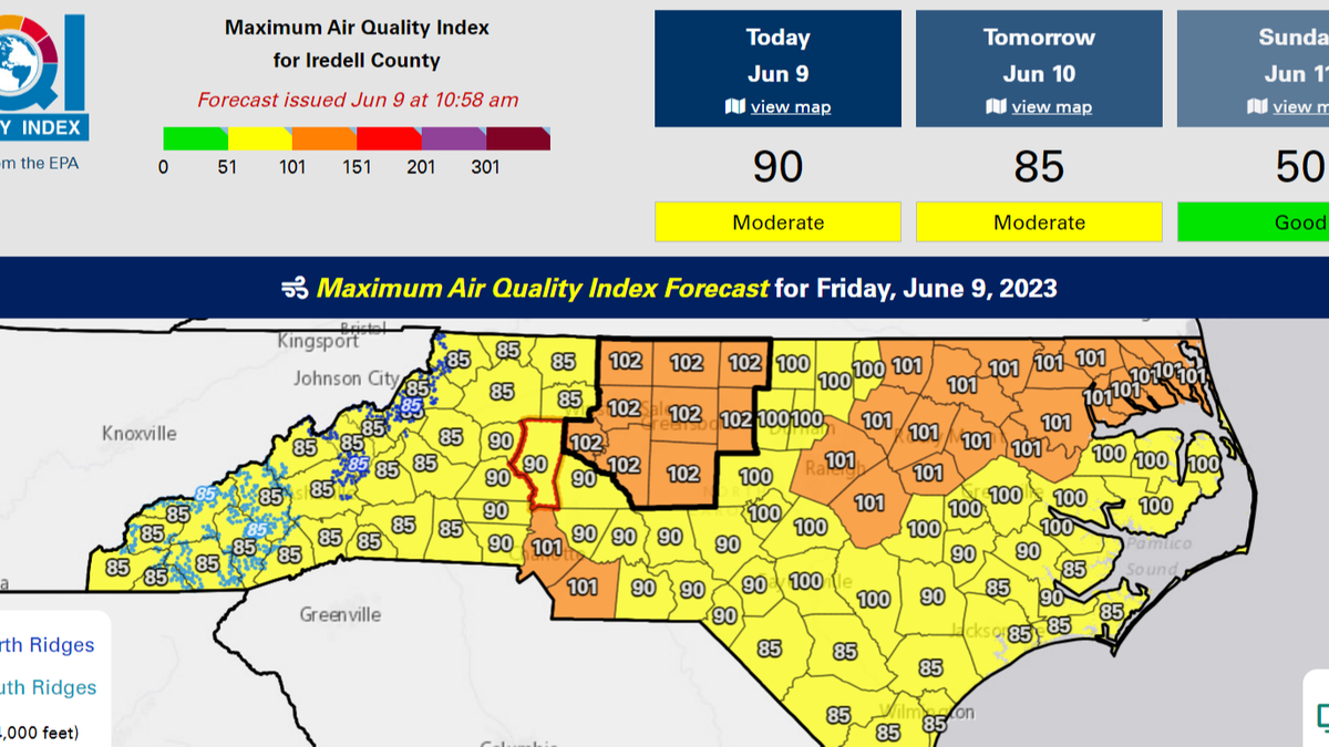 Parts of North Carolina faces​ a third day of hazardous air Friday, June 9, 2023, as another wave of Canadian wildfires smoke blanketed the state overnight, officials said.