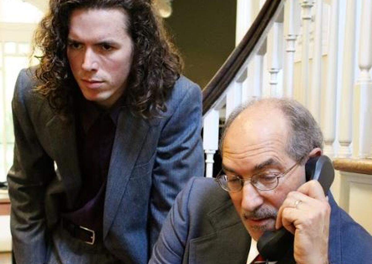 Jackson Zerkle (left) and Robert Coppel (right) play Israelis Uri Savir and Yossi Beilin in “Oslo.” Paige Johnston Thomas is directing the Tony Award-winning play for Three Bone Theatre in Charlotte. It opens May 23 at Spirit Square.