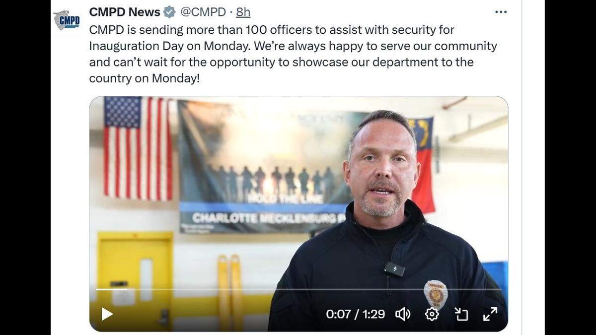 Charlotte-Mecklenburg Police Major J.D. Thomas will help lead the contingent of CMPD officers providing crowd control and perimeter security at Donald Trump’s inauguration on Jan. 20, 2025.