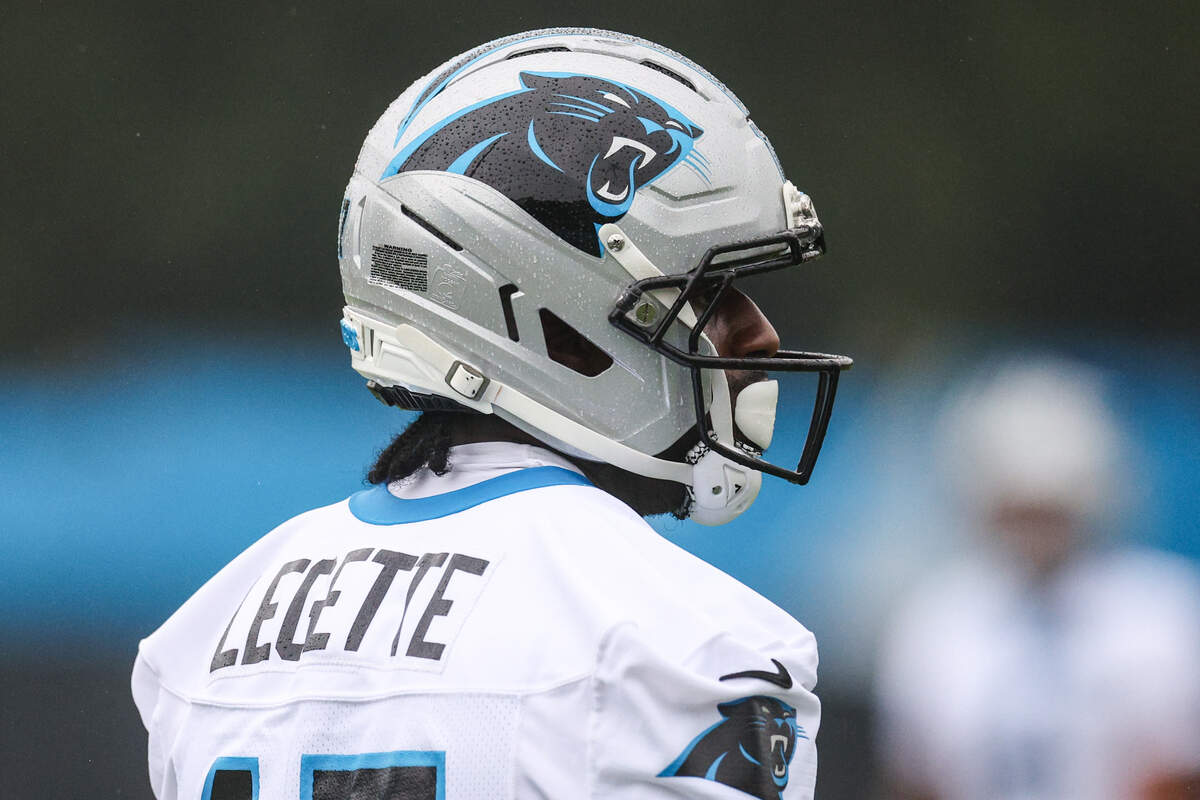 Panthers wide receiver Xavier Legette practices during training camp in Charlotte on Sunday, July 26, 2026.