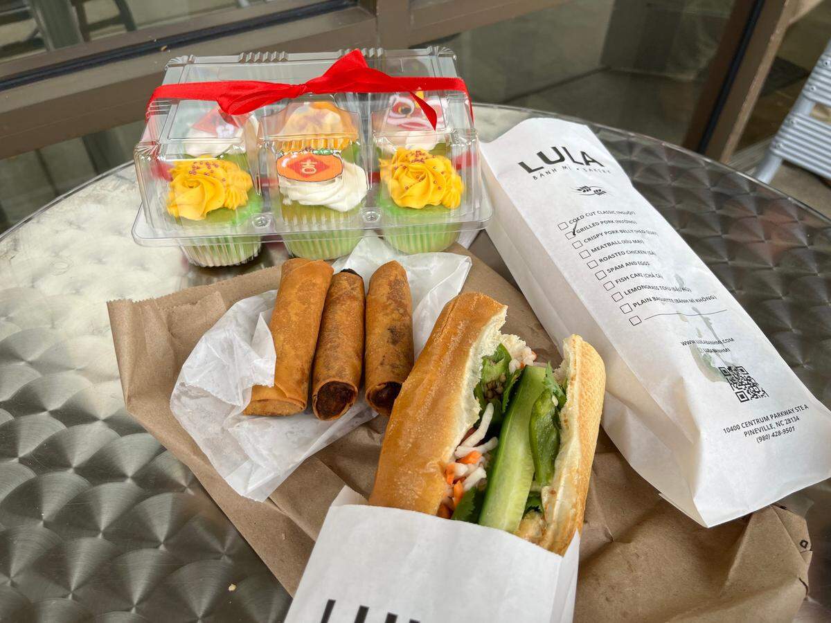 Egg rolls, banh mi and cupcakes from Lula Banh Mi & Bakery in Pineville.