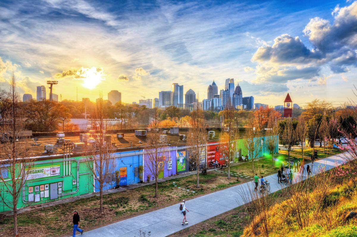 The Midtown Atlanta skyline at the Beltline near Piedmont Park.