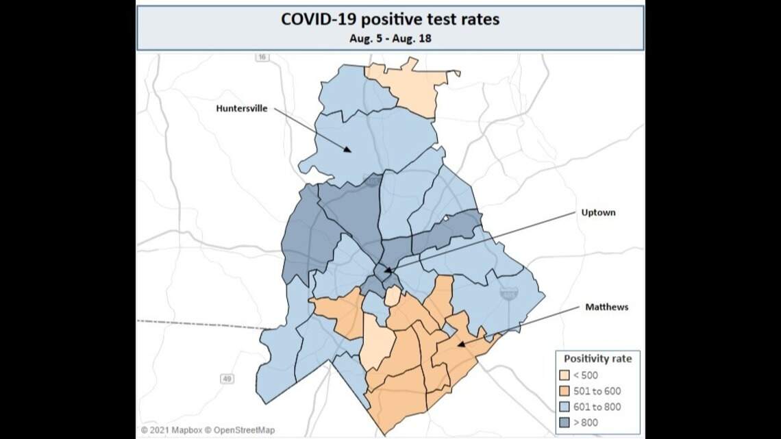 Charlotte ZIP code with worst COVID case rate reaches 6-month high. Here’s the map.