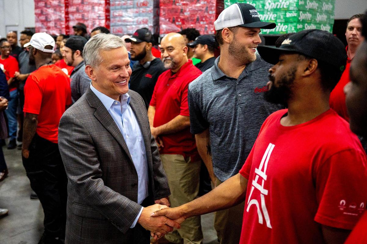 Participants of the Central Piedmont Community College apprenticeship program are trained in manufacturing, equipment repair and logistics at Coca-Cola Consolidated. Gov. Josh Stein met some of them, as well as plant workers, while on a tour of the Charlotte plant Wednesday.