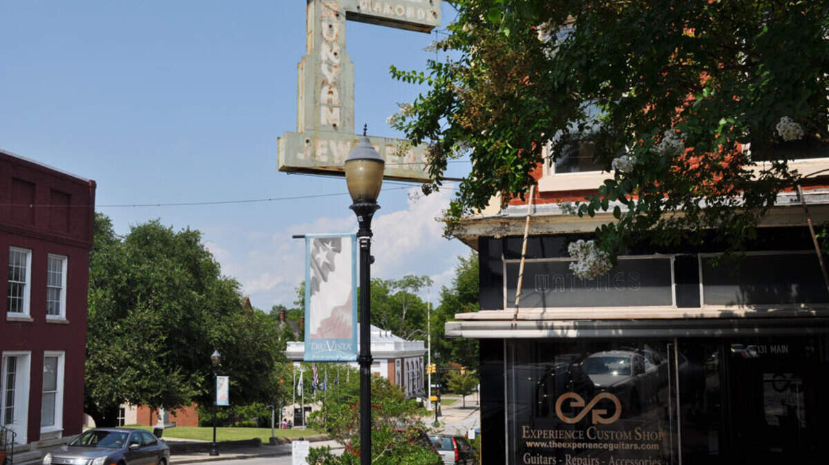 A photo looking down Main Street in downtown Chester, South Carolina.