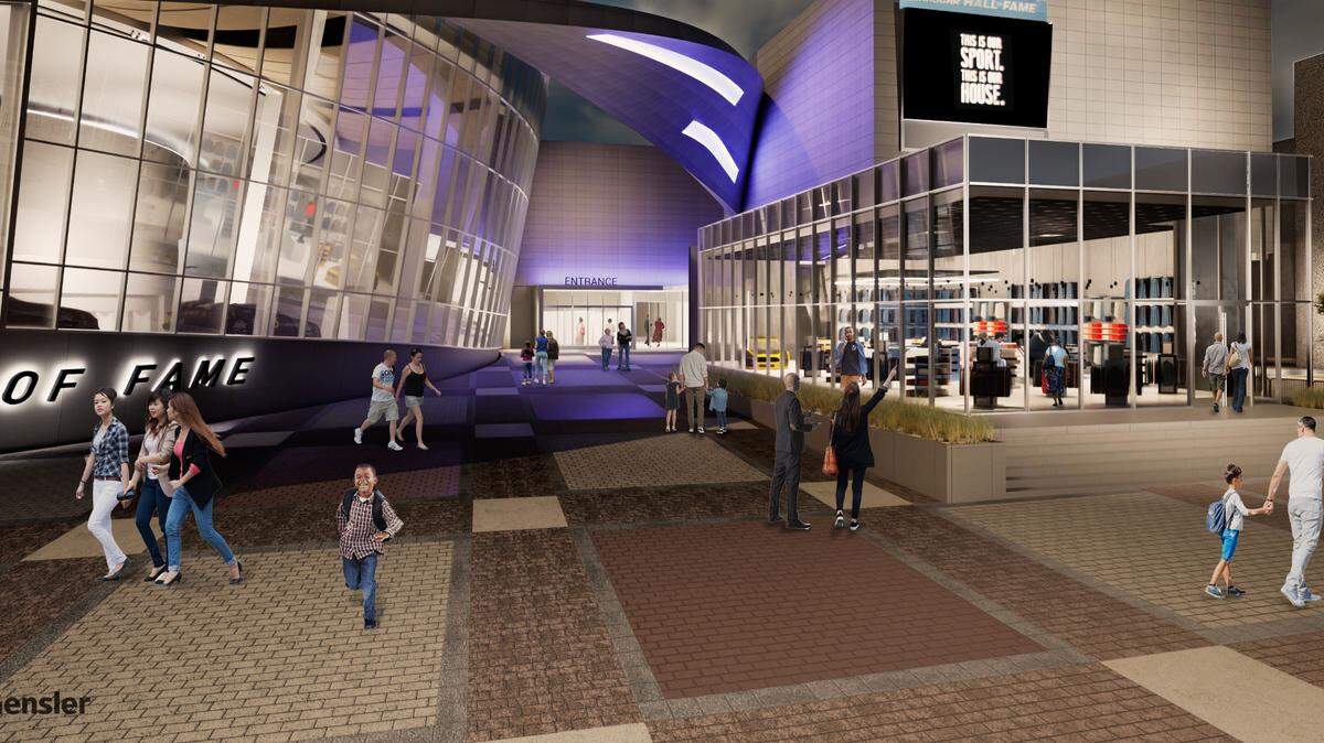 Renderings show the initial design for a renovated NASCAR Hall of Fame in uptown Charlotte. The group is asking for $25 million to pay for renovations to the uptown facility. Though, it still lags behind initial attendance goals.