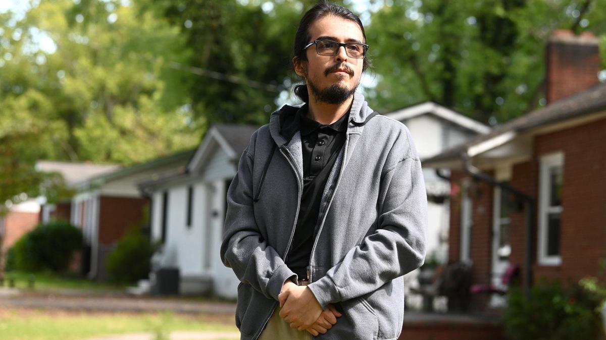 East Charlotte resident Arthur Sanchez, show on Sept. 11, 2024, is wondering if he should stay in his neighborhood.