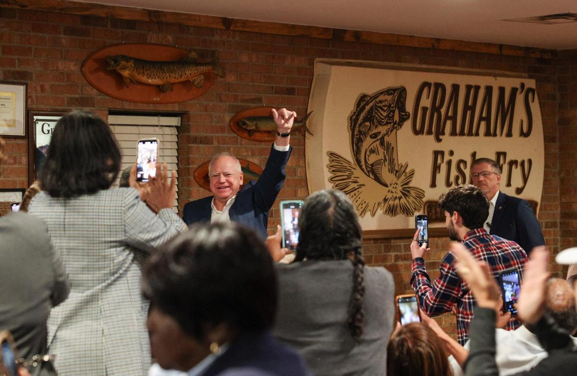 Two days from the election, Gov. Tim Walz hosted a get-out-the-vote event at RayNathan’s, a barbecue restaurant in Gastonia on Sunday, November 3, 2024. In the final days of the campaign Walz will continue a battleground state travel blitz to encourage voters to cast their ballots for Kamala Harris and Democrats up and down the ballot.