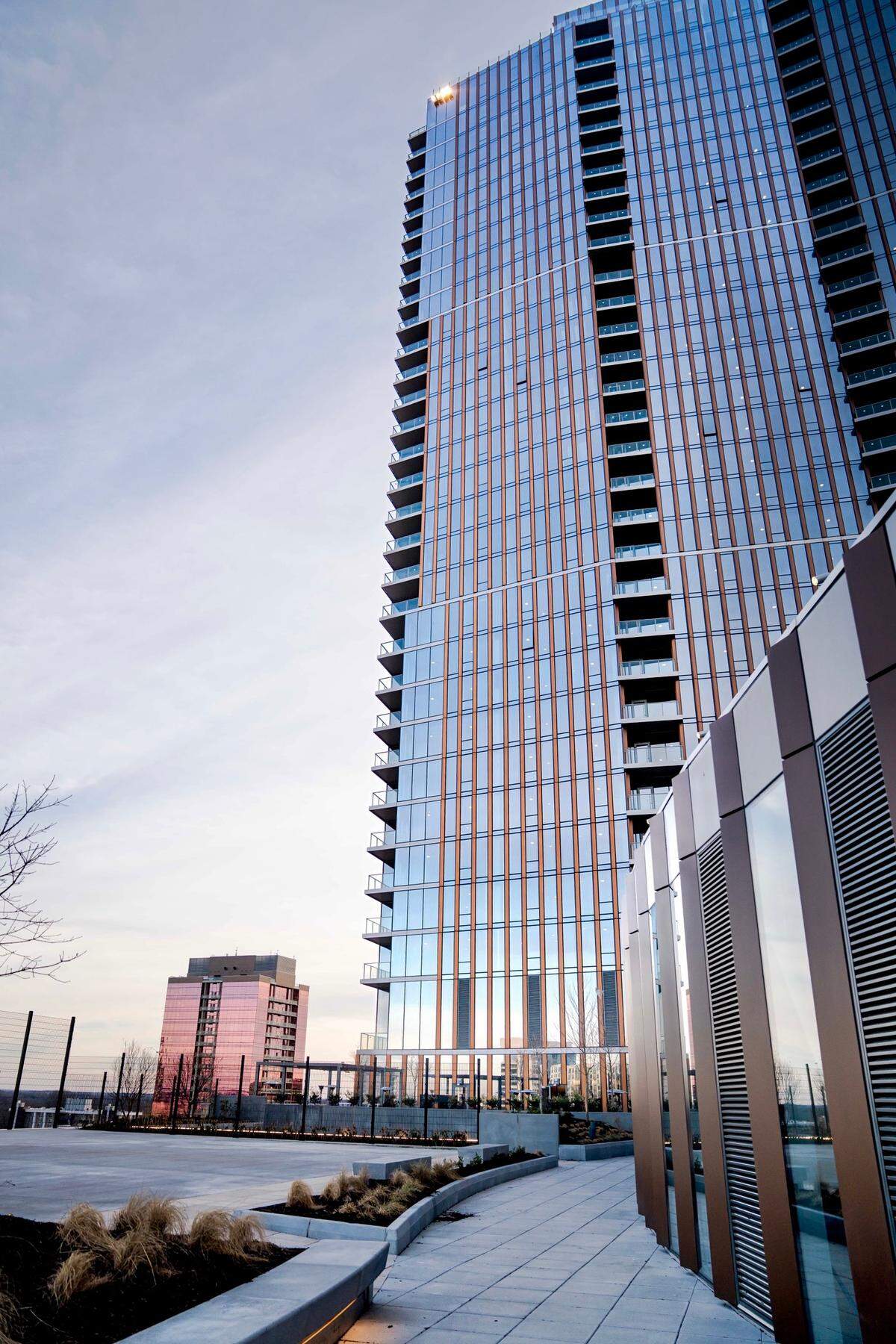 The Vivian at Queensbridge Collective’s residential tower residents began moving into the 42-story tower in February. The tower is just the first of the over $700 million, skyline-defining mixed-use project on the edges of uptown and South End.