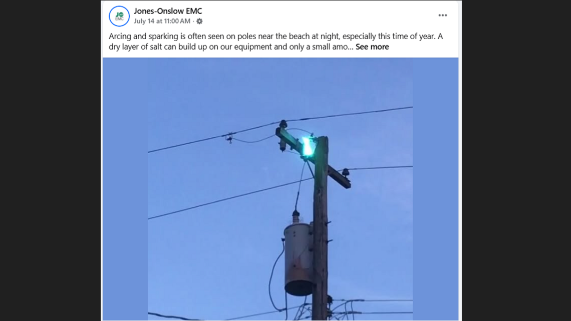 Eerie ‘glowing’ seen at night above utility poles on NC coast. What’s behind it?