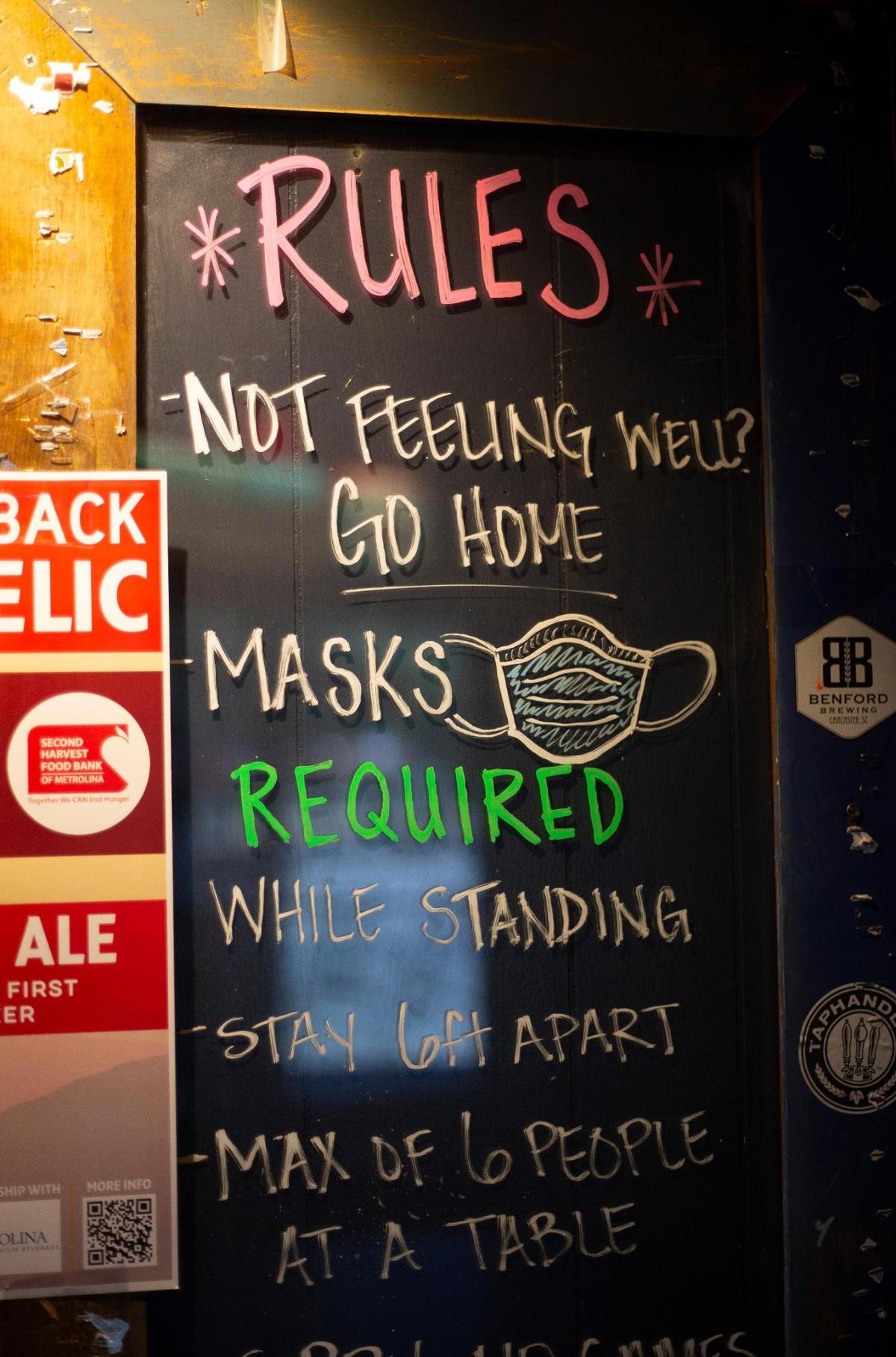 Hattie’s Tap & Tavern have painted, changed signage and moved bar stools in preparation of reopening this weekend in Charlotte, NC on Wednesday, September 30, 2020. After Gov. Roy Coopers Phase 3 announcement bars are allowed to have patrons gather outside at 30% capacity.