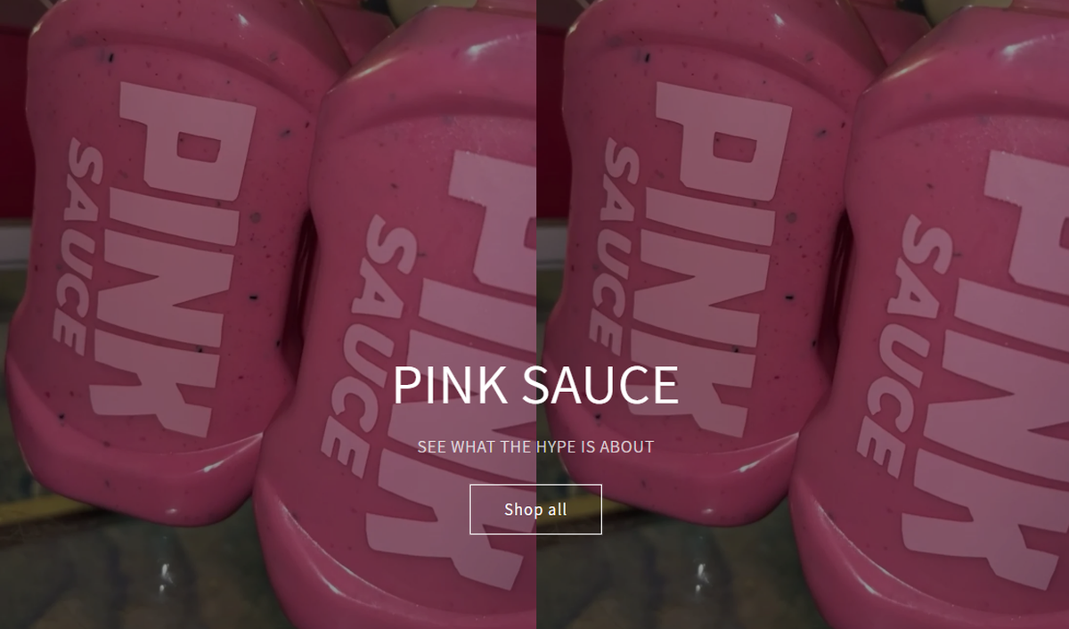 A screenshot from the Pink Sauce website shows what the product’s packaging looks like.