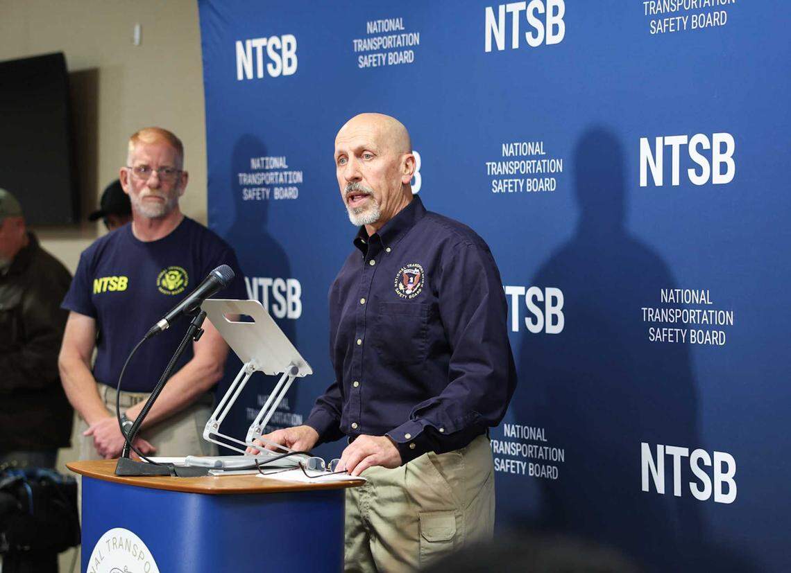 Michael Graham, a member of the National Transportation Safety Board, speaks at a press conference in Statesville on Friday, Dec. 19, 2025, about the plane crash involving Greg Biffle.