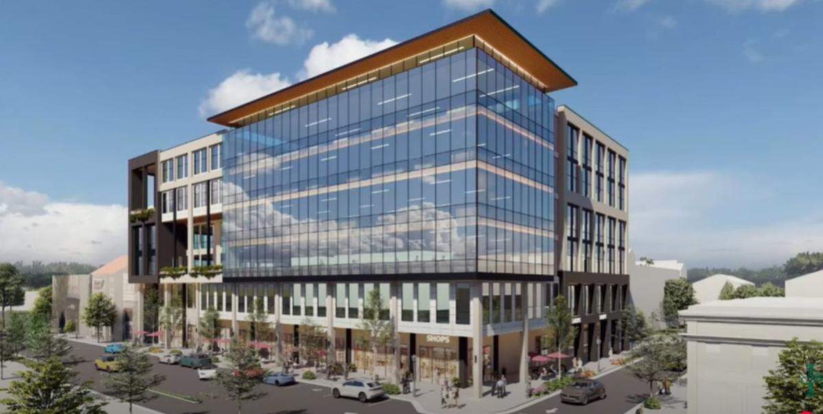 This artist’s rendering shows the office building proposed by Birkdale Village owner Jamestown.