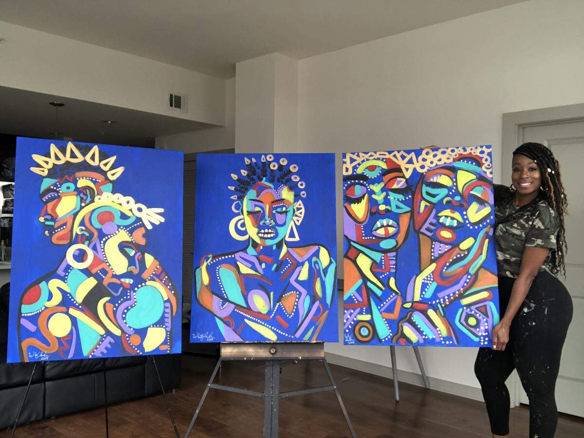 Whitney Austinc creates bold, colorful originals and printed work, and can be hired for live art pieces, as well.