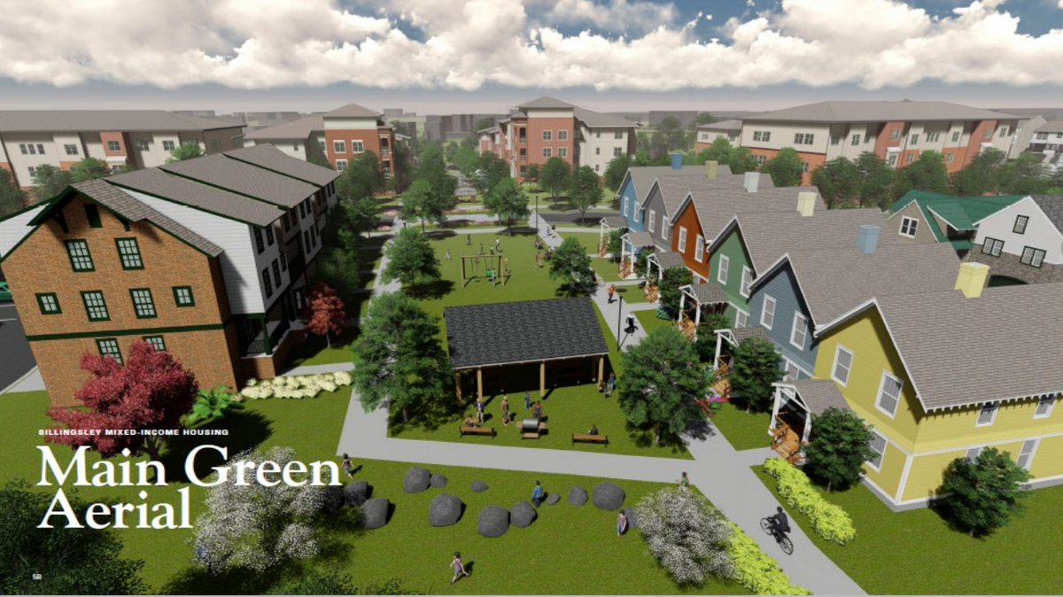 A rendering of the Billingsley mixed-income housing development, which is being proposed for Grier Heights in Charlotte.