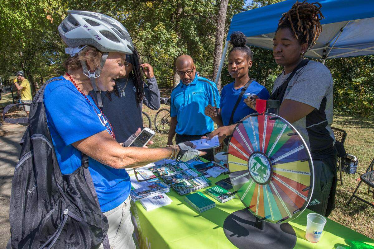 Sustain Charlotte’s Biketoberfest will introduce you to bike-accessible local businesses, parks and greenways. Shown here is a photo from the 2019 scavenger hunt.