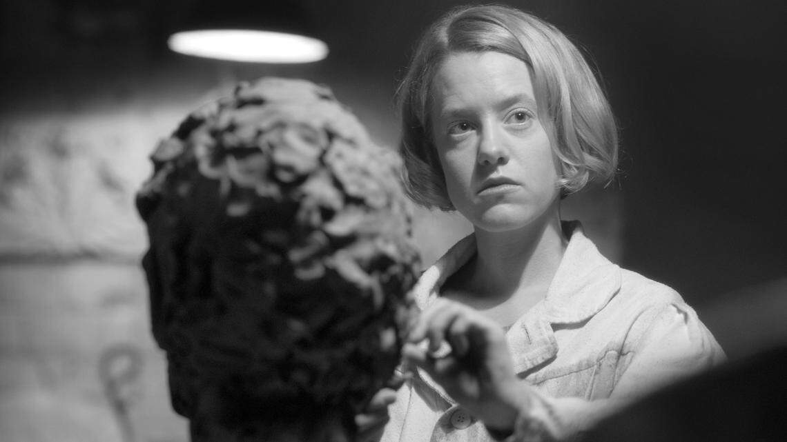 “Teresa Hubbard / Alexander Birchler, Flora,” 2017. Synchronized double-sided film installation with shared soundtrack, 30-minute loop. The exhibit focuses on sculptor Flora Mayo, who also was in a relationship with fellow artist Alberto Giacometti.