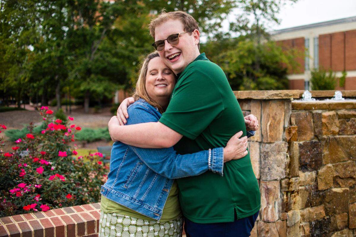 Maren Coffman and David Buckner photographed on the campus of UNC Charlotte earlier this week.
