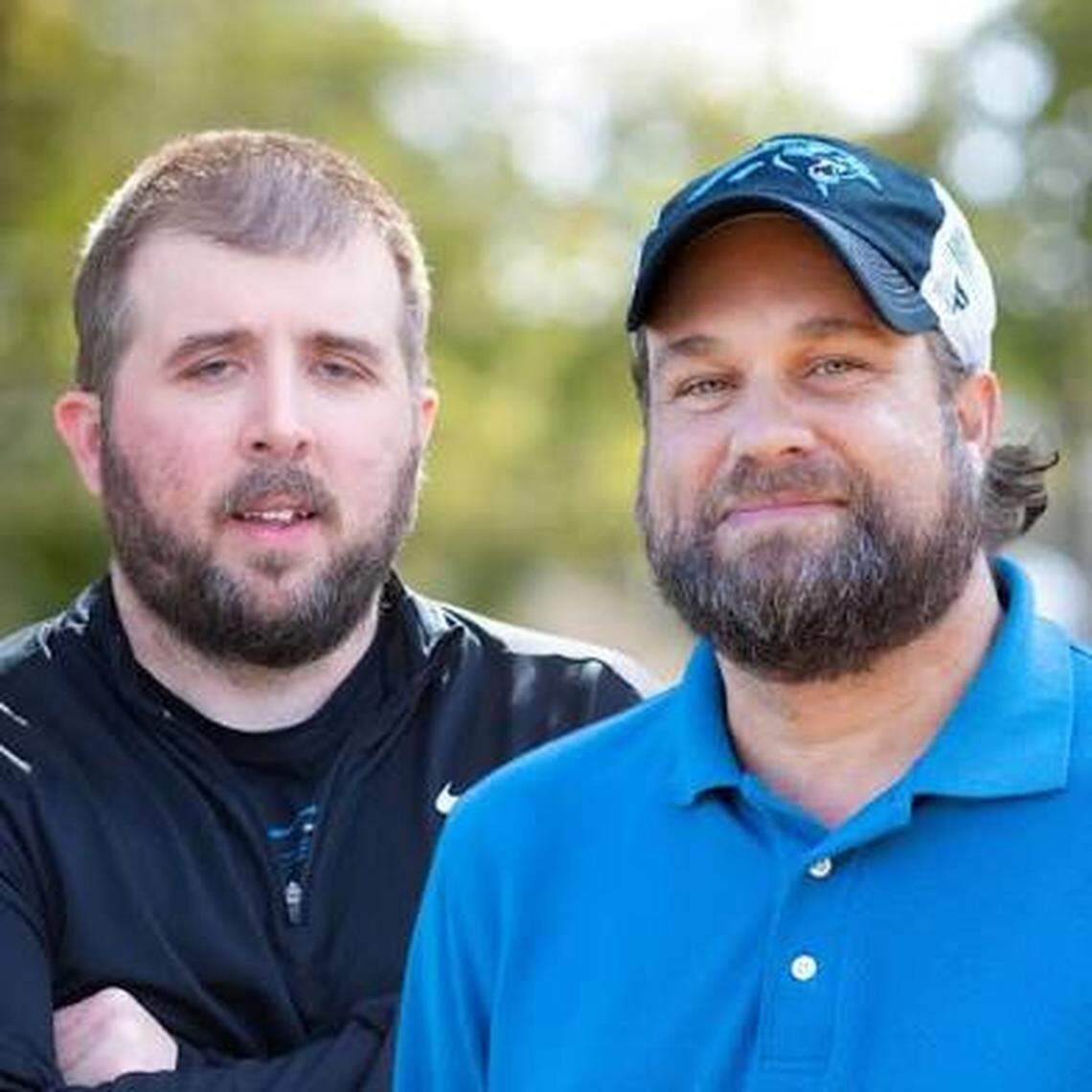 Travis Hancock (left) and Chris McClain host the “Mac & Bone” morning show on WFNZ (92.7 FM). The show, themed around Charlotte sports, runs weekdays from 6 a.m. to 10 a.m.
