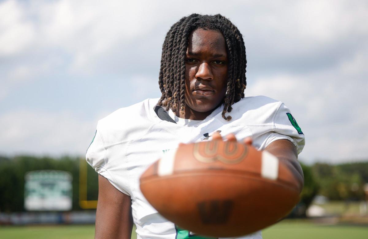 Weddington linebacker Thomas Davis, Jr. poses before football practice on Tuesday, August 20, 2024. Weddington will face Providence on Thursday, Aug. 22nd at Bank of America Stadium.