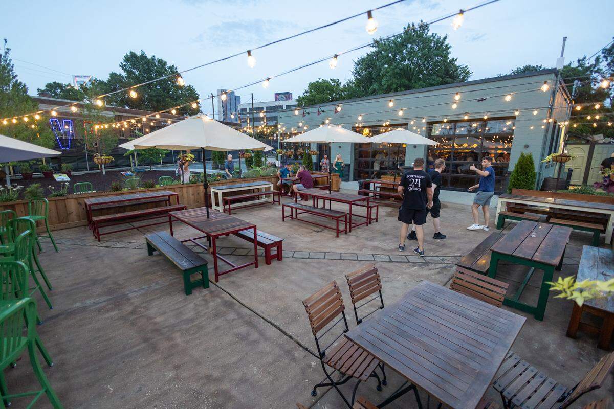 The patio seating at the new Tyber Creek location.