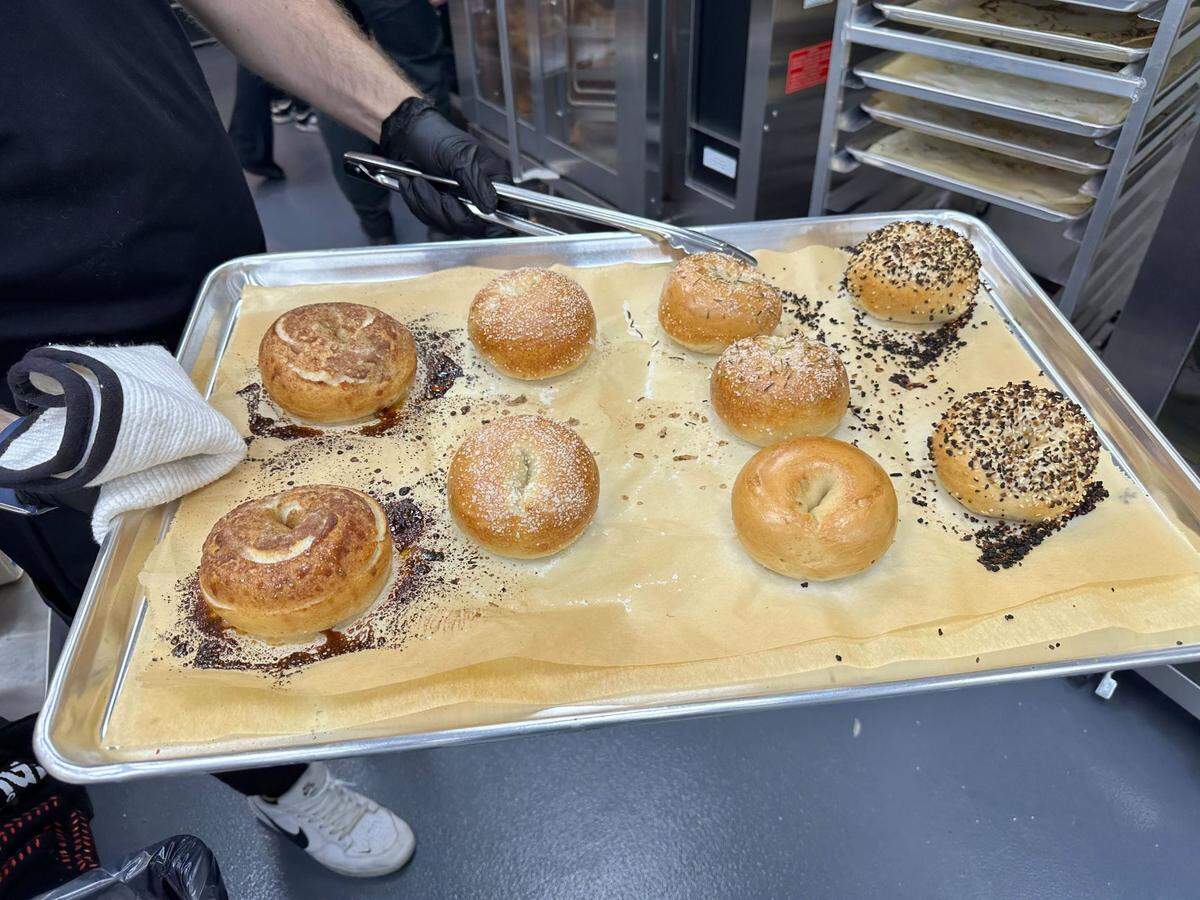 Freshly baked bagels at Jeff’s Bagel Run.