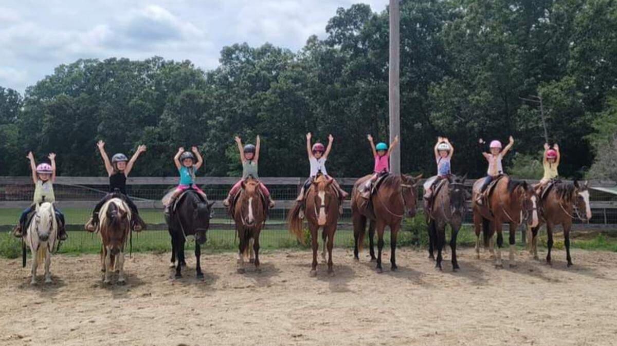 Students at Dominique Morrison’s Honeysuckle Riding Academy in Monroe lined up and ready to go. Morrison is suing the Union County school system over its 2023-24 calendar. She and others says it violates a state law that mandates a public school start date.