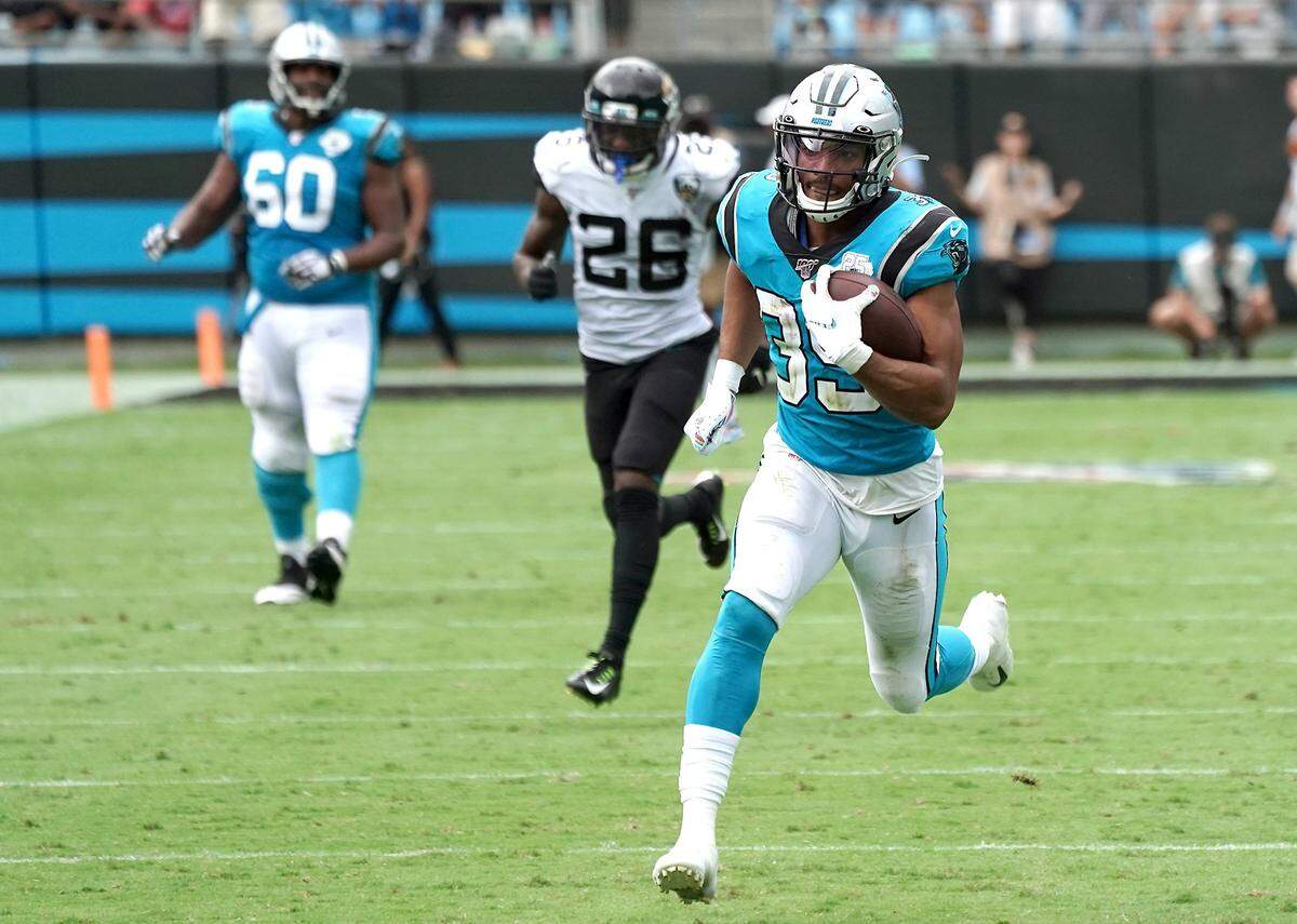 Reggie Bonnafon went mostly untouched during his 59-yard touchdown yard in the fourth quarter of Sunday’s game between the Panthers and Jaguars.