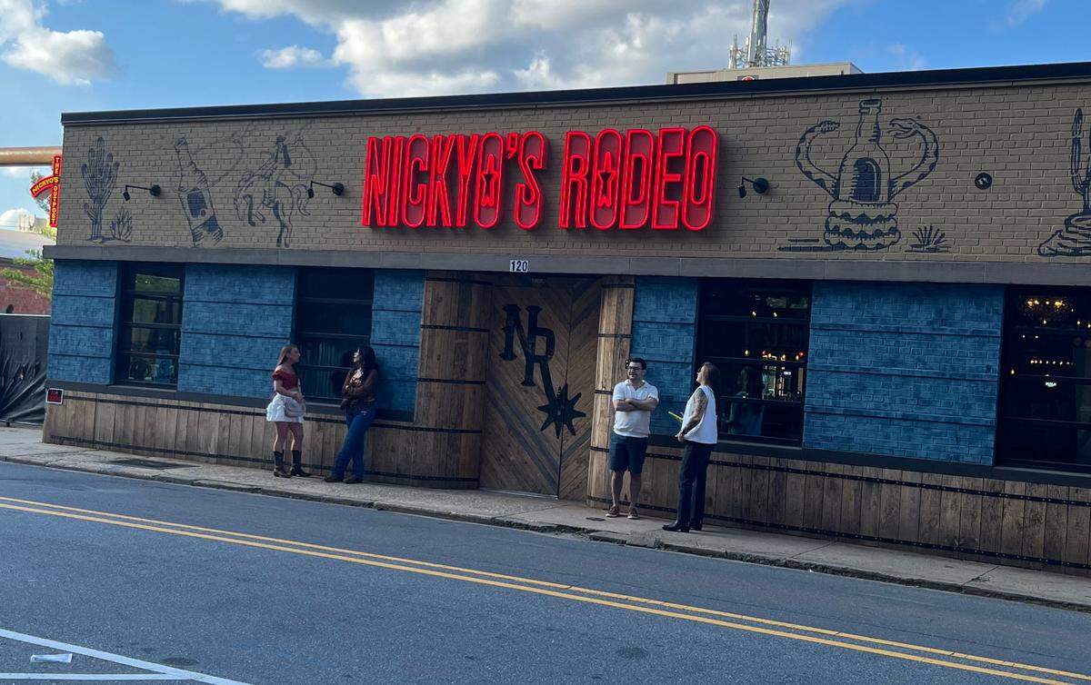 Outside Nickyo’s Rodeo, across from The RailYard in South End.