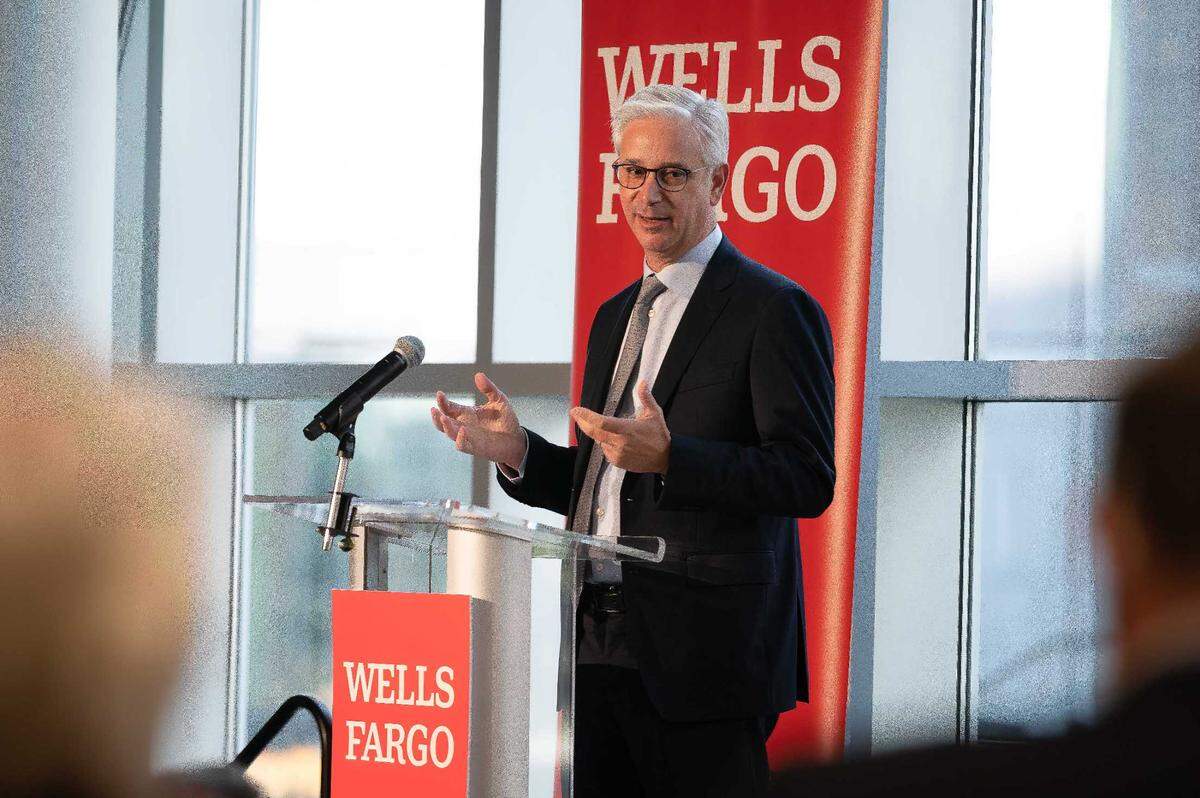 Wells Fargo CEO Charlie Scharf at the Harvey B. Gantt Center for African-American Arts + Culture Friday. The bank announced a $20 million donation to support small businesses in Charlotte.