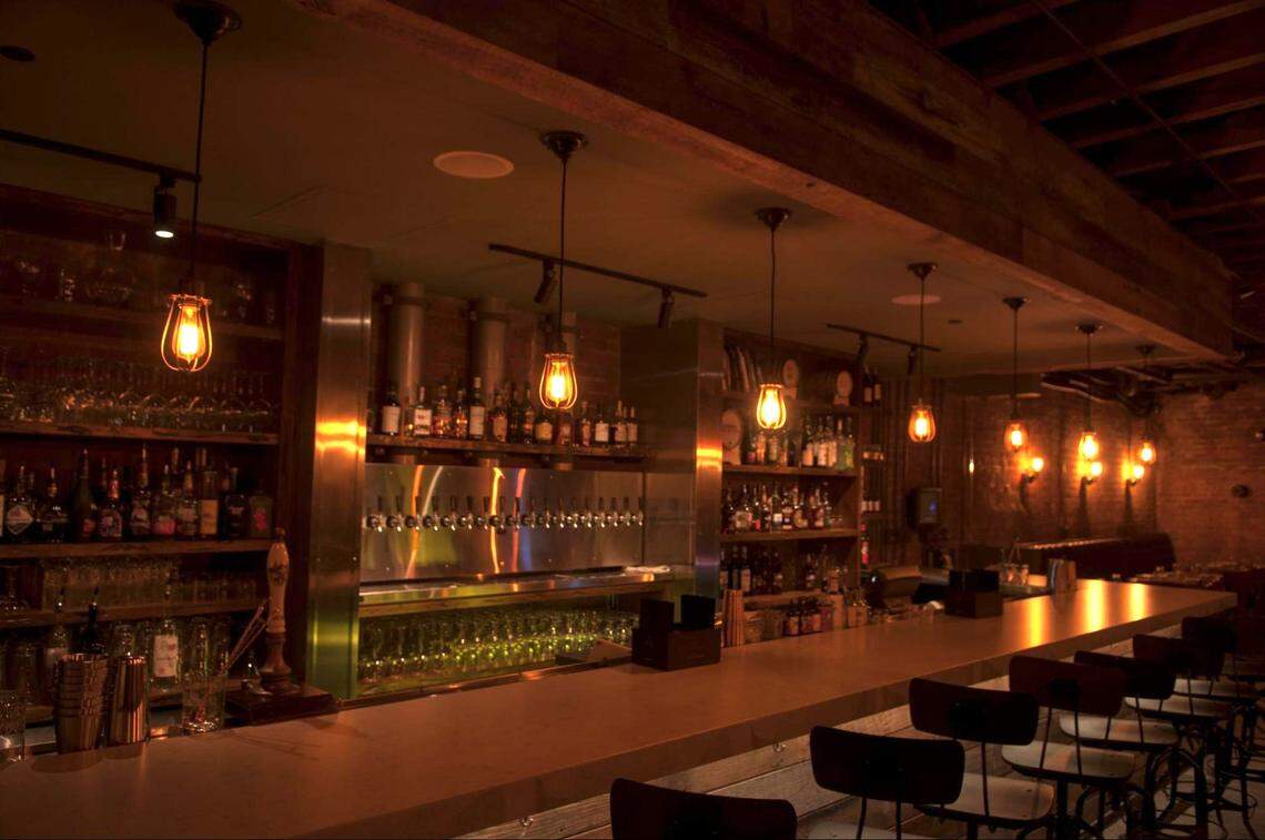 The bar at The Cellar at Duckworth’s in uptown Charlotte.