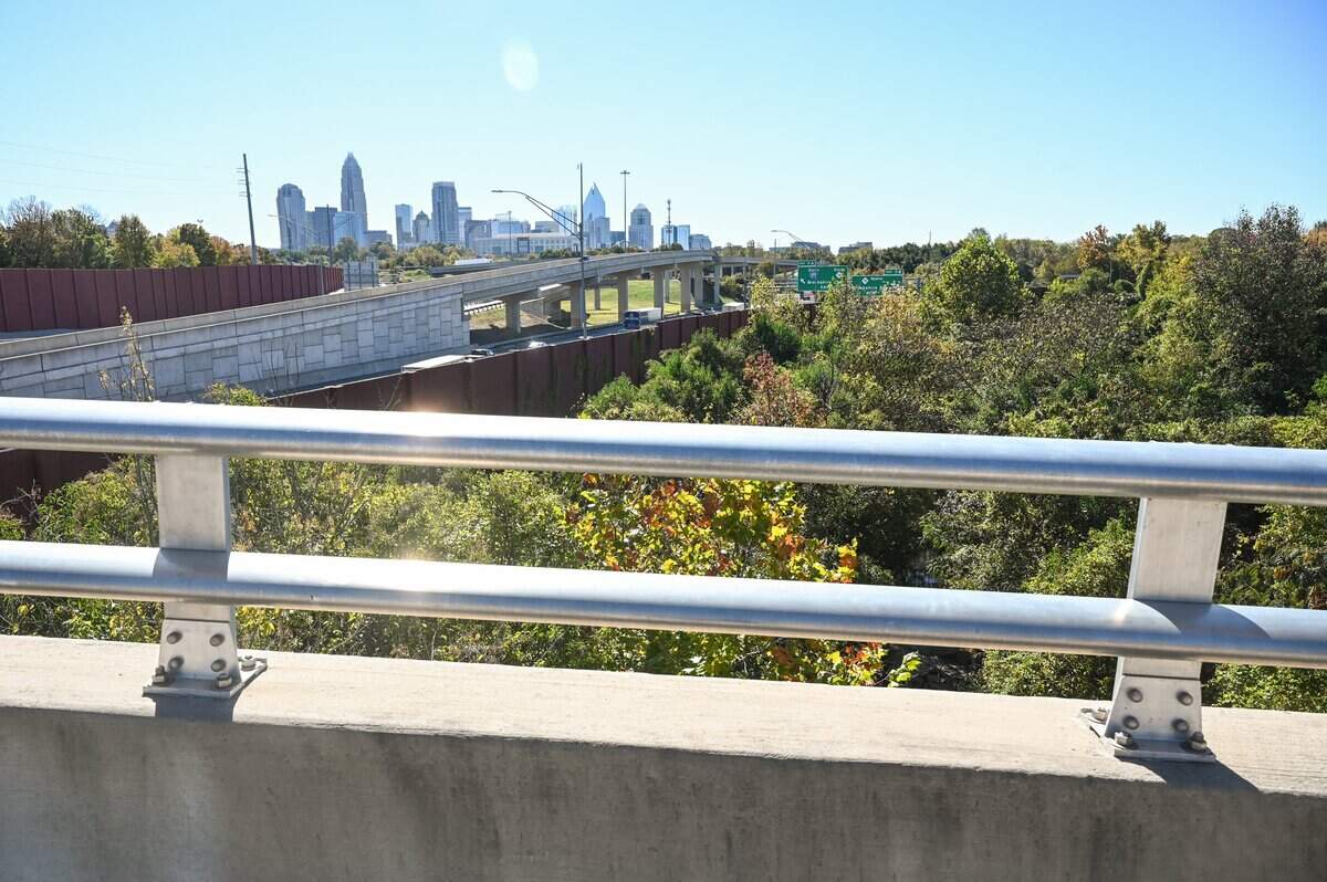 A view of Interstate-77 South and Irwin Creek are visible from the Oaklawn Avenue bridge in Charlotte on in October of last year.