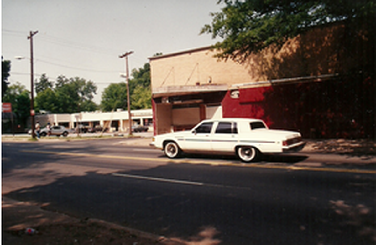 This photo shows outside of the Ritz Theater, likely taken shortly before it was knocked down. Today, the community has come together to build a pocket park to commemorate the name of the theater.
