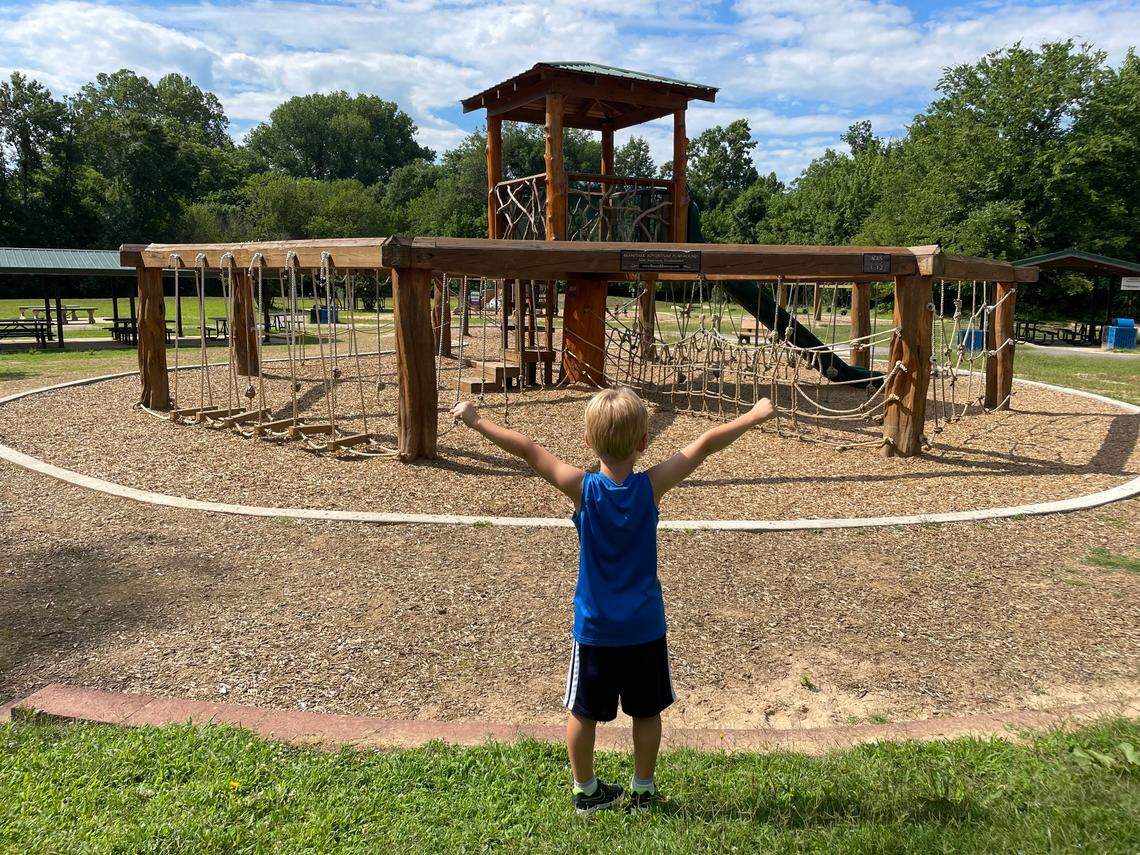 The playground at Goat Island sits within a 30-acre park.