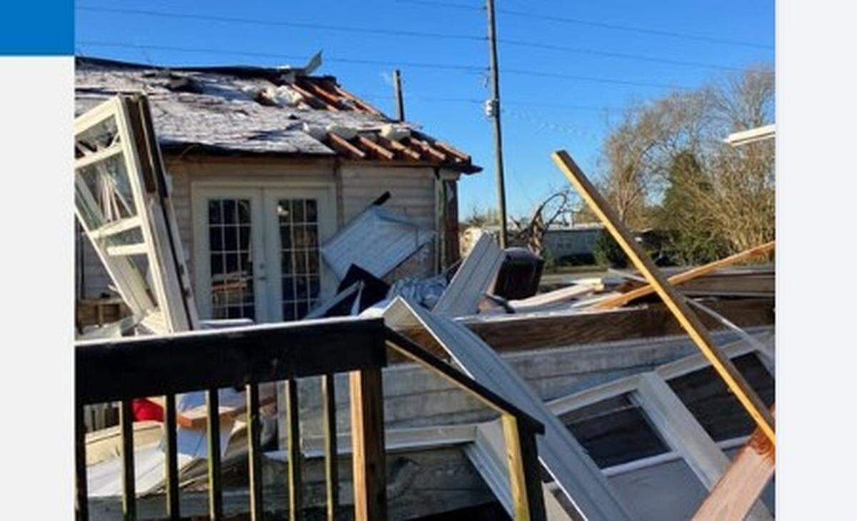 A person was injured when a tornado blew a brick outside wall into the sun porch of a home near Florence in Pamlico County on Thursday, March 12, 2026, National Weather Service meteorologists said.