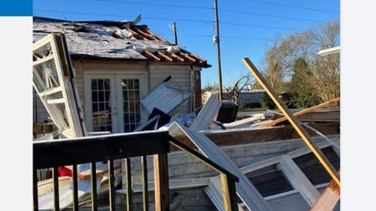 A person was injured when a tornado blew a brick outside wall into the sun porch of a home near Florence in Pamlico County on Thursday, March 12, 2026, National Weather Service meteorologists said.
