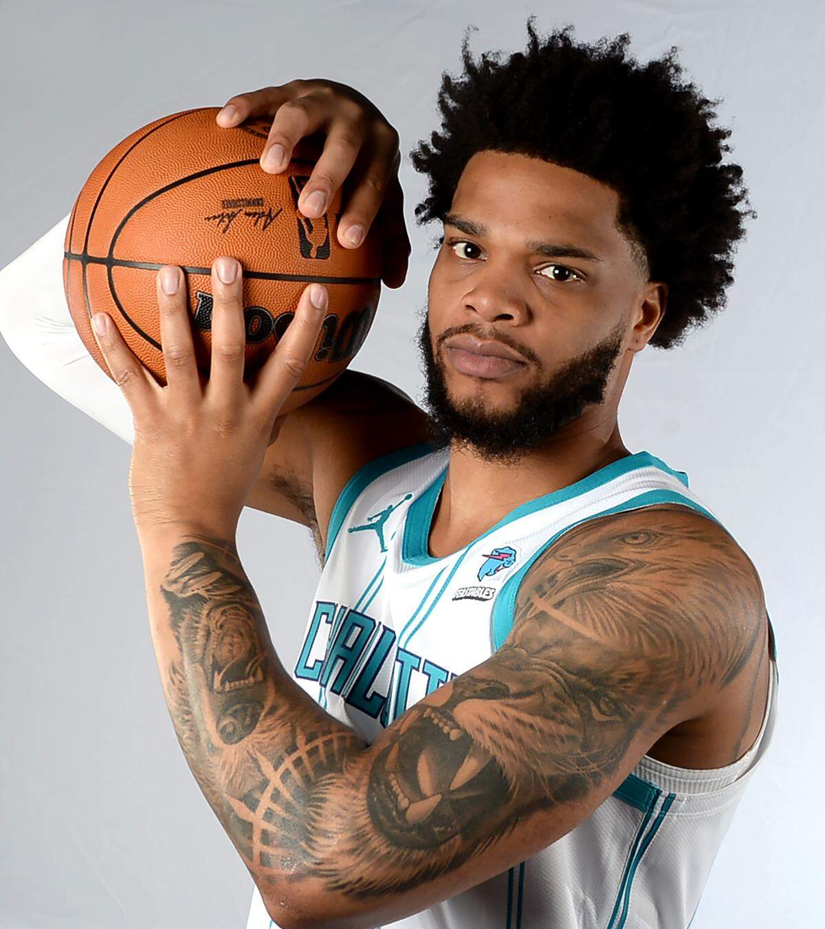 Charlotte Hornets forward Miles Bridges during the team’s media day on Monday, October 2, 2023 at Spectrum Center in Charlotte, NC.