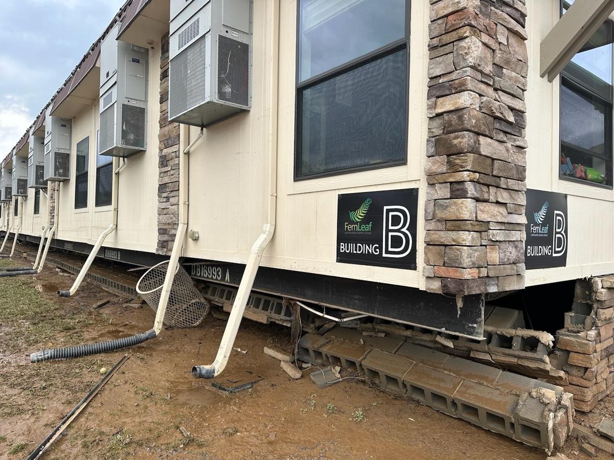 FernLeaf Community Charter School’s buildings were washed from their foundations by Hurricane Helene. Courtesy of Nicole Rule.