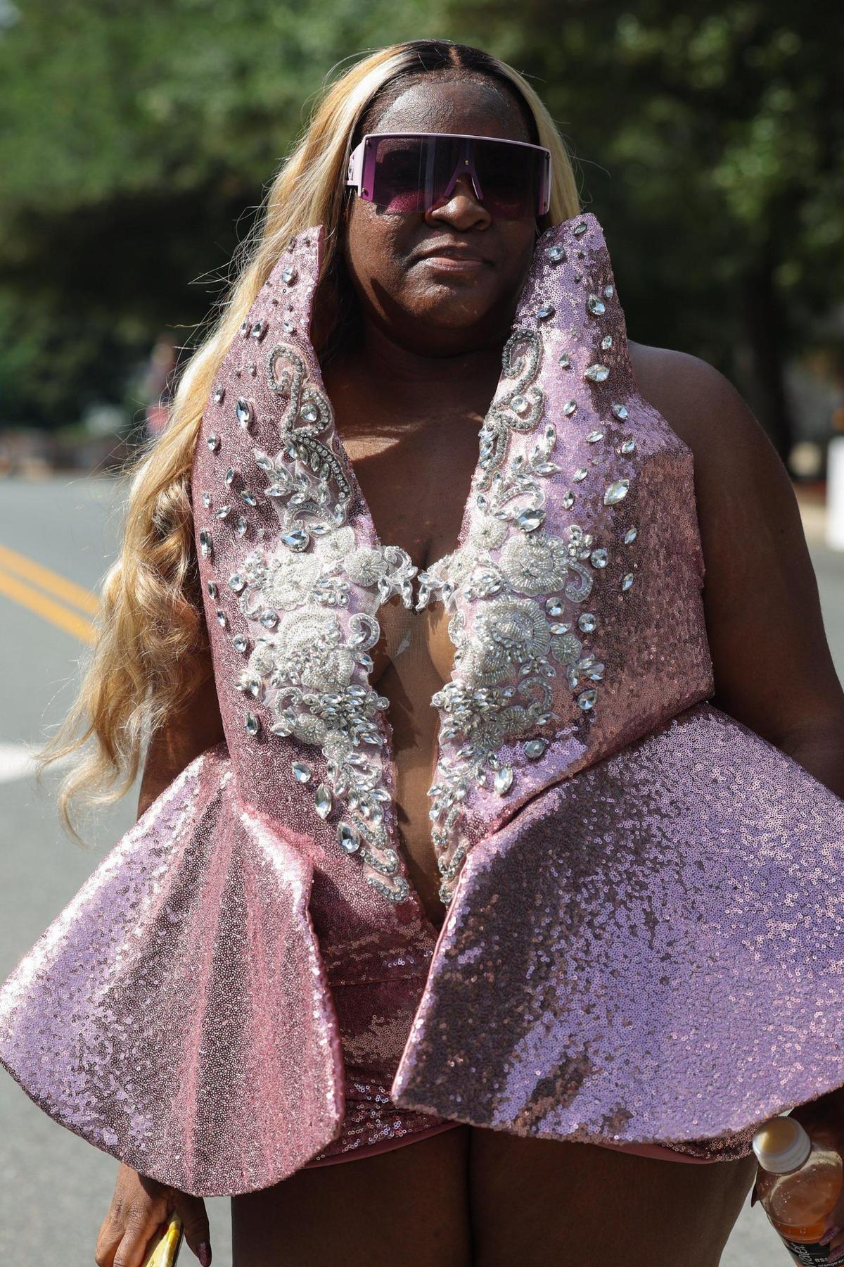 Melissa Westley, of Fayetteville, wears a custom made outfit by House of Kustoms, for the Beyoncé concert tonight at Bank of America Stadium on Wednesday, August 9, 2023 in Charlotte, NC.